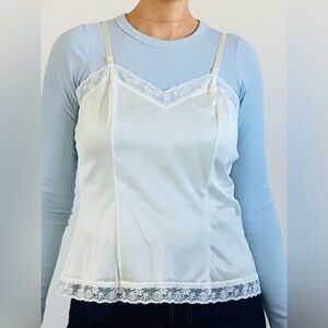 Vintage 70’s Silky Nylon Lingerie Slip Cami Tank Large